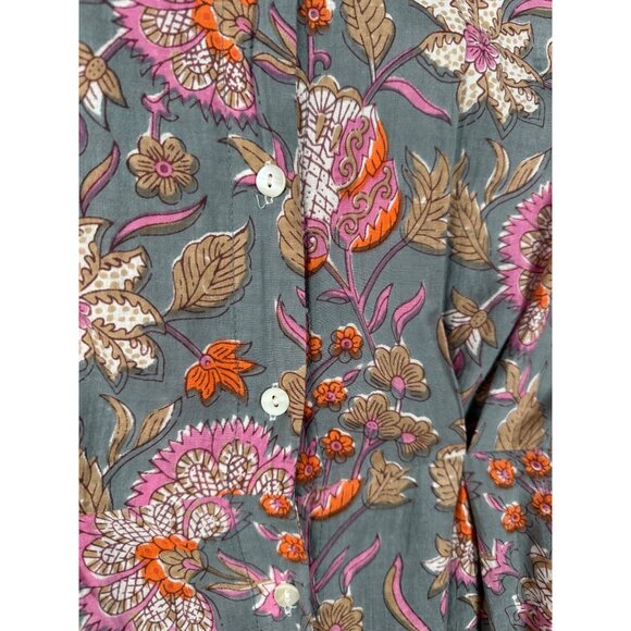 Made In India Cotton Midi Shirt Dress MED Sleeveless Lightweight Cottage NO BELT - Picture 8 of 9